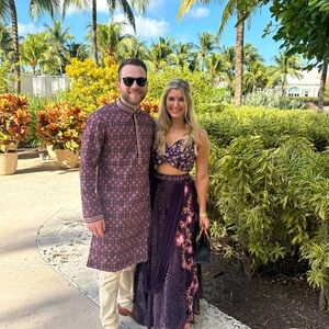 Indian Wedding Purple & Cream Kurta Set